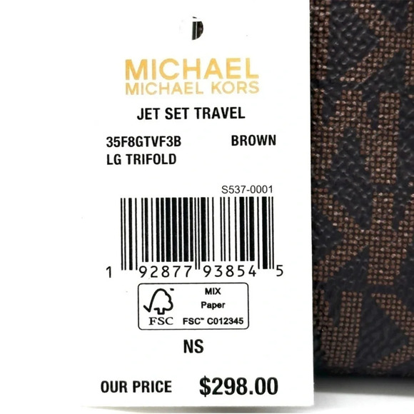 Michael Kors Large Trifold Wallet Brown - Picture 7 of 7